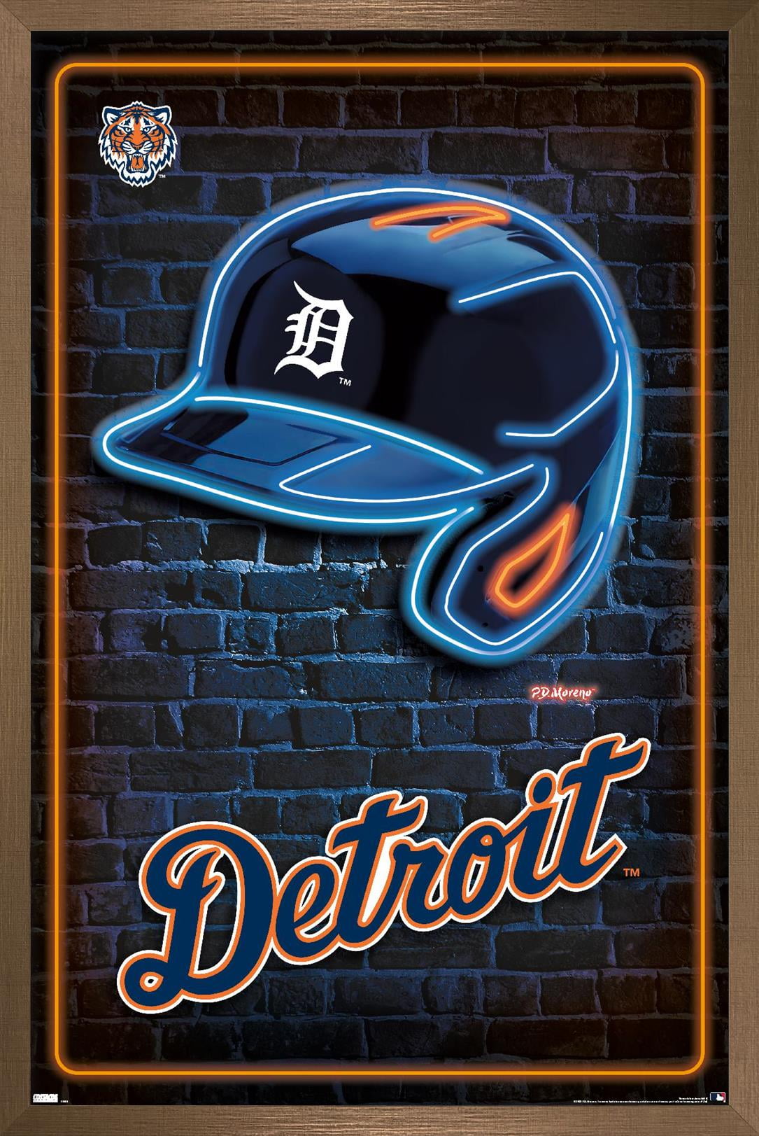 MLB Detroit Tigers - Neon Helmet 23 Wall Poster, 22.375" x 34" Framed