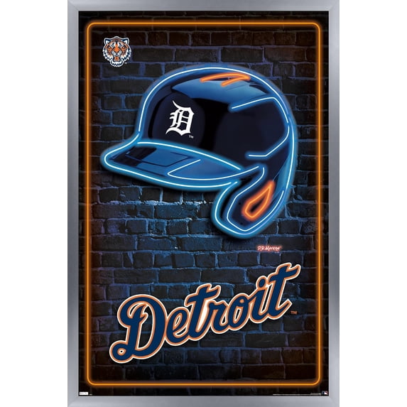 MLB Detroit Tigers - Neon Helmet 23 Wall Poster, 22.375" x 34" Framed