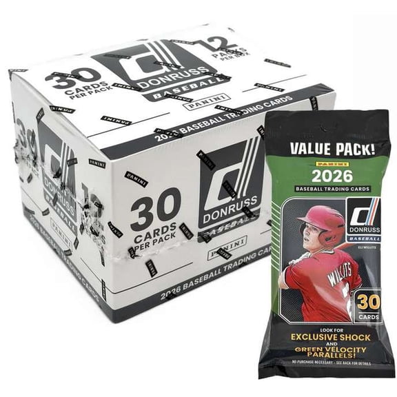 MLB Donruss 2026 Baseball Trading Card FAT Pack Box (12 FAT Packs, 30 Cards Per Pack)