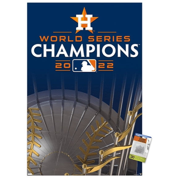 MLB Houston Astros - 2022 World Series Team Logo Wall Poster with Push Pins, 22.375" x 34"