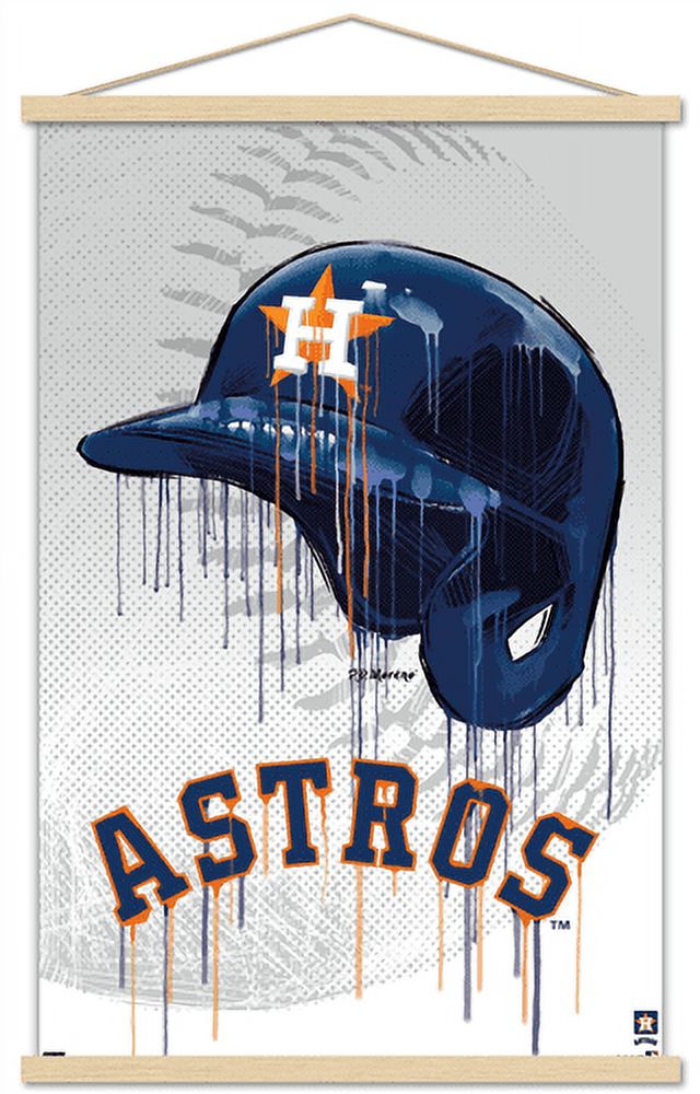 MLB Houston Astros - Drip Helmet 22 Wall Poster with Magnetic Frame, 22.375" x 34"