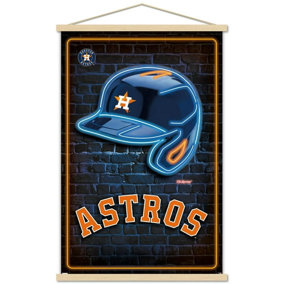 MLB Houston Astros - Neon Helmet 23 Wall Poster with Magnetic Frame, 22.375" x 34"
