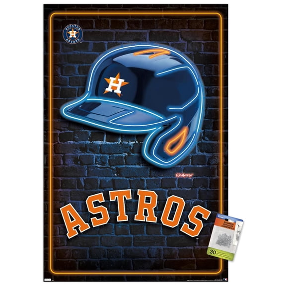 MLB Houston Astros - Neon Helmet 23 Wall Poster with Push Pins, 22.375" x 34"