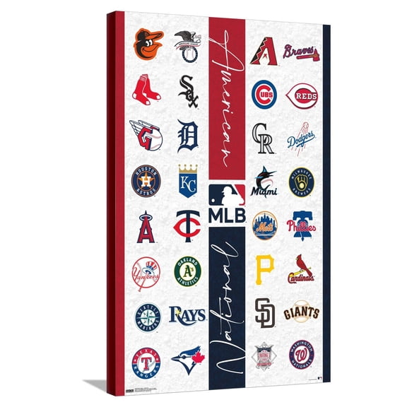 MLB League - Logos 23 Canvas Wall Poster, 22.375" x 34"