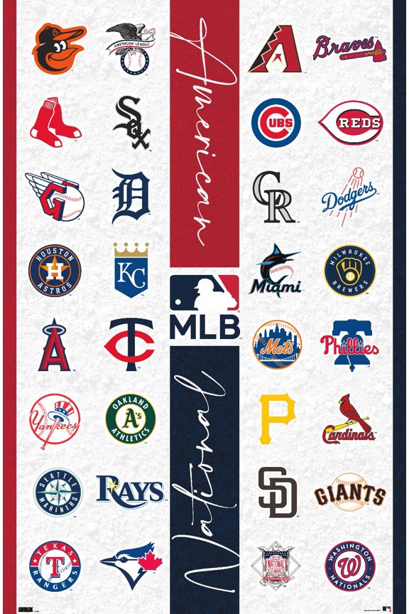 MLB League - Logos 23 Wall Poster, 22.375" x 34"