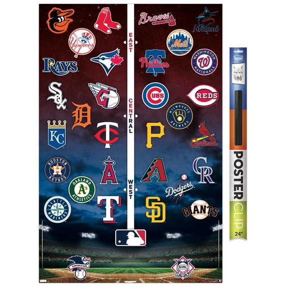 MLB League - Logos 24 Wall Poster, 22.375" x 34"