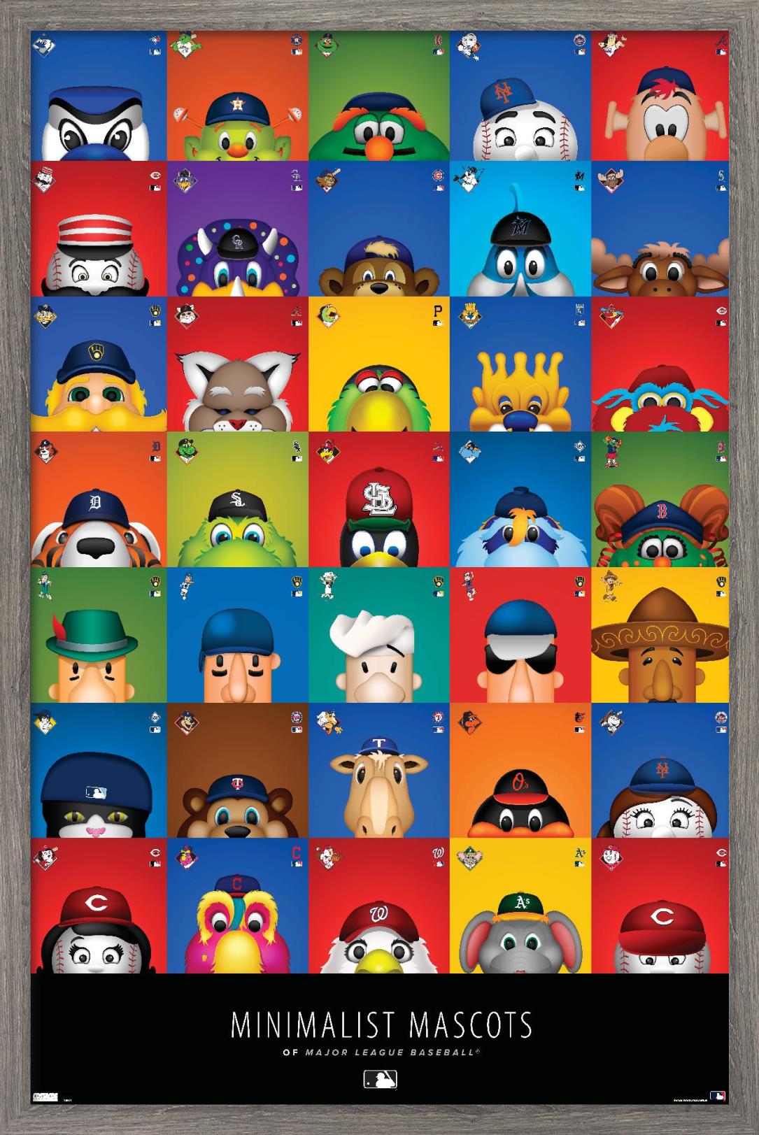 MLB League - S. Preston Mascot Grid 20 Wall Poster, 22.375" x 34", Framed - image 1 of 6