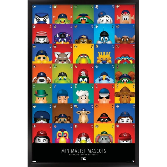 MLB League - S. Preston Mascot Grid 20 Wall Poster, 22.375" x 34", Framed