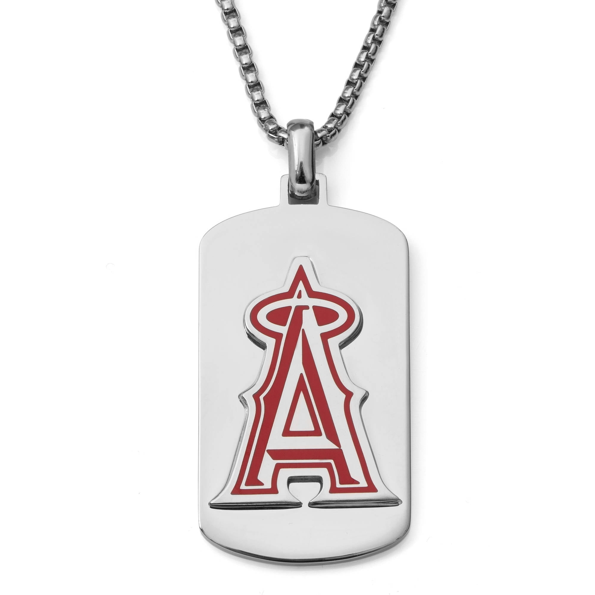 MLB License Stainless Steel St. Louis Cardinals Dog Tag Logo Pendant, 22  Chain