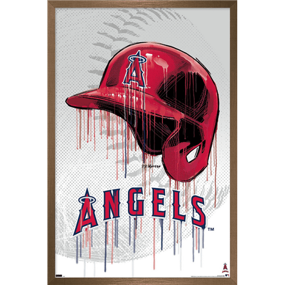 MLB Los Angeles Angels - Drip Helmet 22 Wall Poster, 14.725" x 22.375" Framed