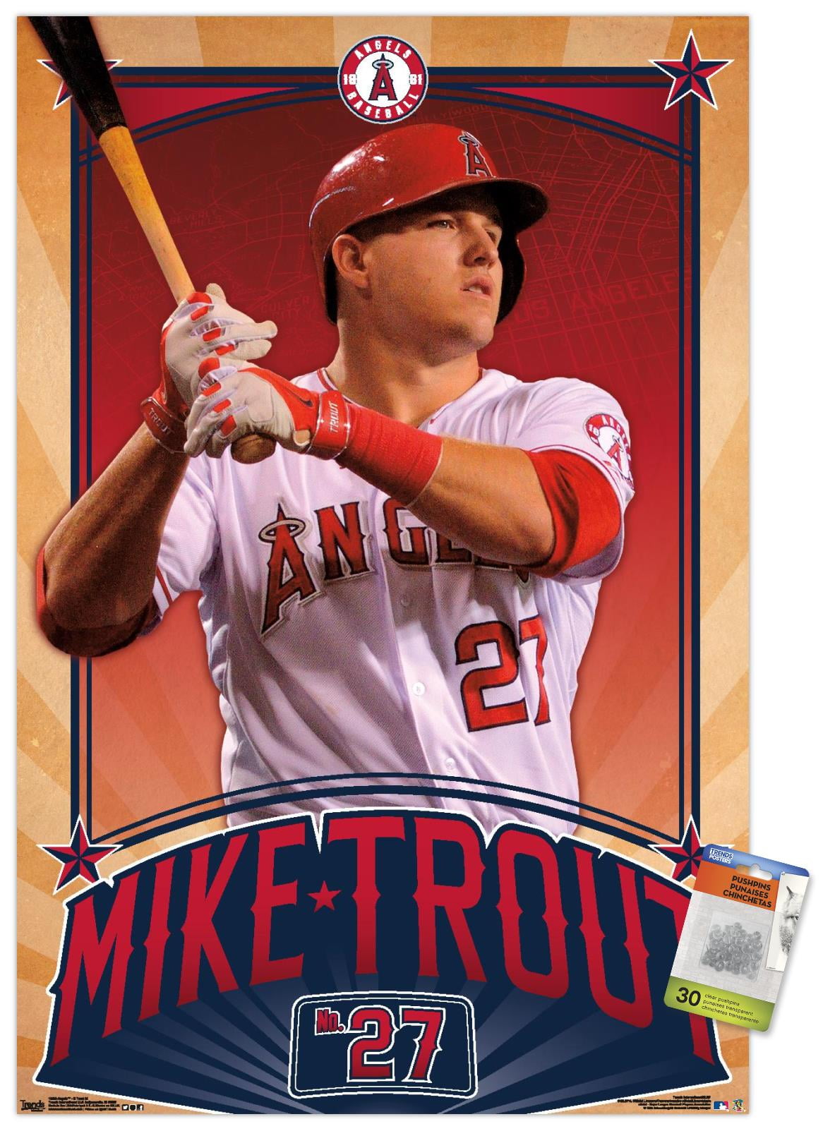  Mike Trout Baseball Posters for Wall Home Run Poster for Boys  Bedroom Painting Wall Decor Signed Posters Unframe-style  16x24inch(40x60cm): Posters & Prints