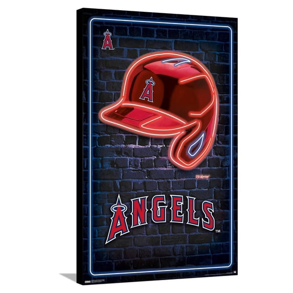 MLB Los Angeles Angels - Neon Helmet 23 Canvas Wall Poster, 22.375" x 34"