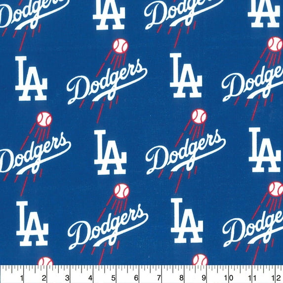 MLB Los Angeles Dodgers 58" 100% Cotton Sports Logo Craft Fabric By the Yard, Multi-color