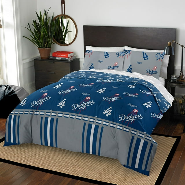 MLB Los Angeles Dodgers Bed In Bag Set, Queen Size, Team Colors, 100% Polyester, 5 Piece Set