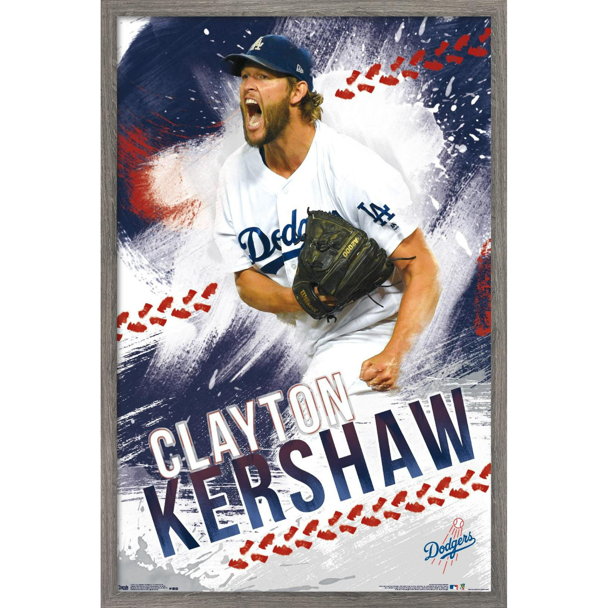 MLB Los Angeles Dodgers - Clayton Kershaw 19 Wall Poster, 22.375 x 34  Framed
