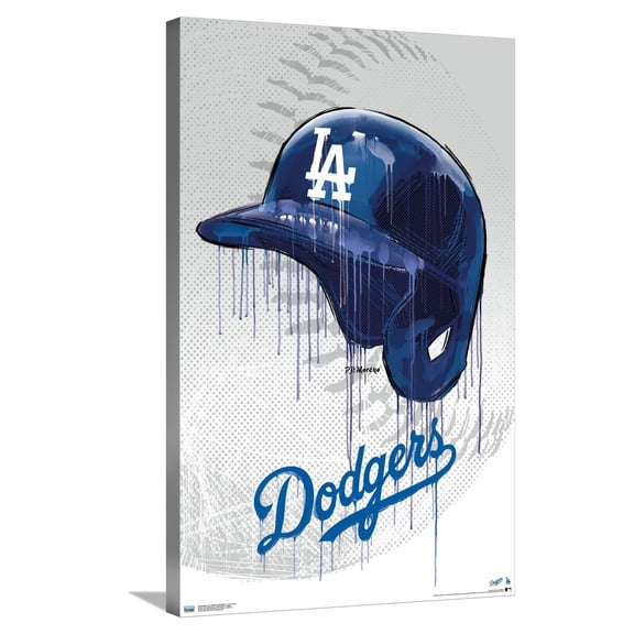 MLB Los Angeles Dodgers - Drip Helmet 20 Canvas Wall Poster, 22.375" x 34"