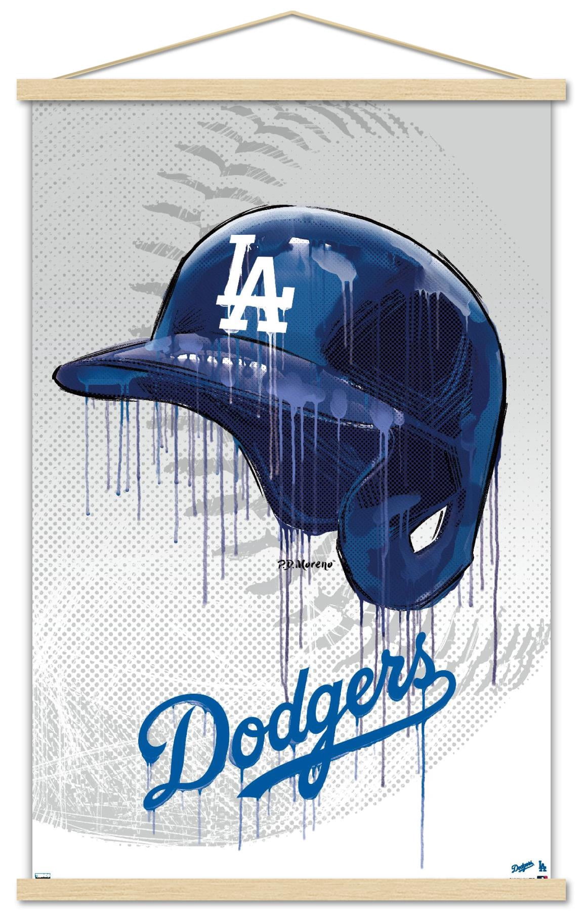 MLB Los Angeles Dodgers - Drip Helmet 20 Wall Poster with Wooden Magnetic Frame, 22.375" x 34"