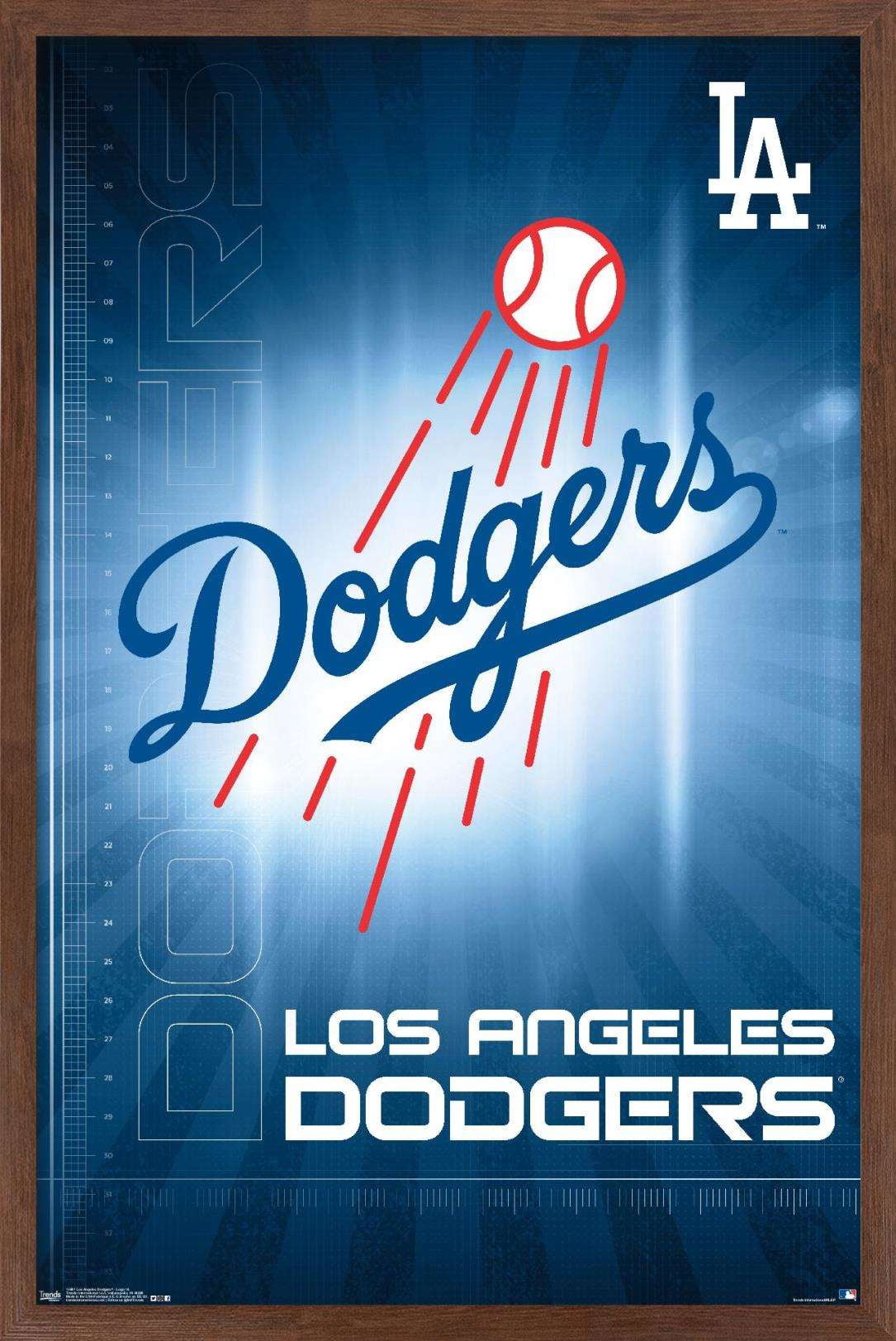 MLB Los Angeles Dodgers - Logo 16 Wall Poster, 14.725" x 22.375", Framed