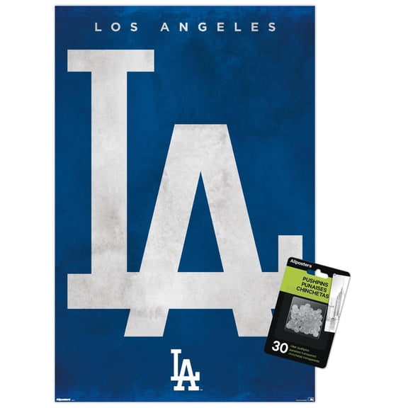 MLB Los Angeles Dodgers - Logo 25 Wall Poster with Push Pins, 14.725" x 22.375"