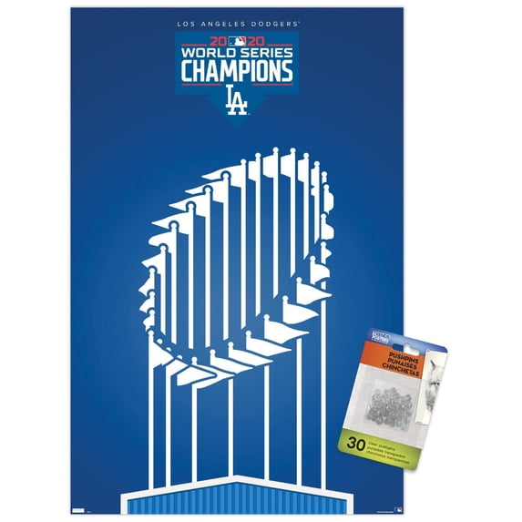 MLB Los Angeles Dodgers - Minimalist Champions 2020 Wall Poster with Pushpins, 14.725" x 22.375"