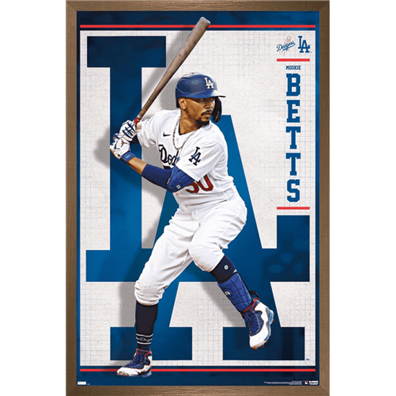 MLB Los Angeles Dodgers - Mookie Betts 22 Wall Poster, 14.725" x 22.375" Framed
