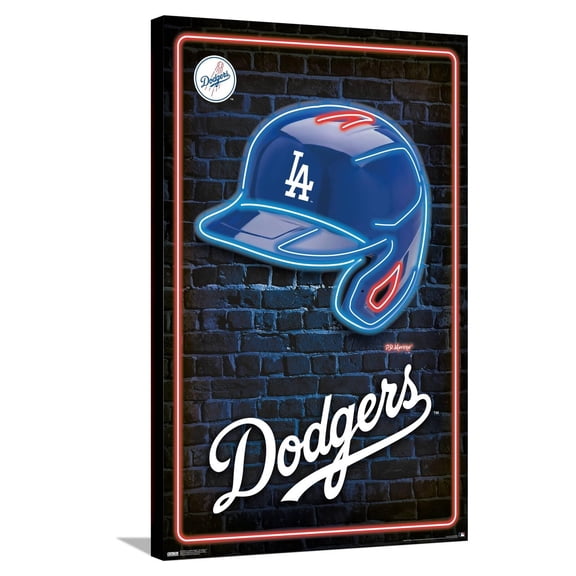 MLB Los Angeles Dodgers - Neon Helmet 23 Canvas Wall Poster, 22.375" x 34"