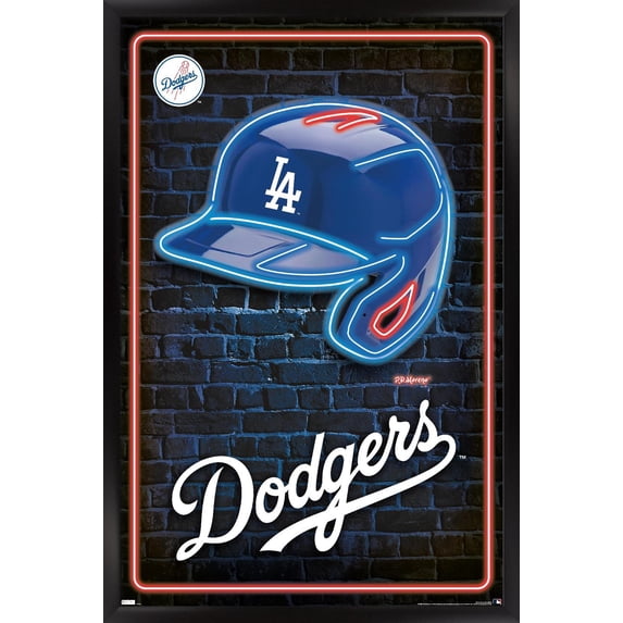 MLB Los Angeles Dodgers - Neon Helmet 23 Wall Poster, 14.725" x 22.375" Framed