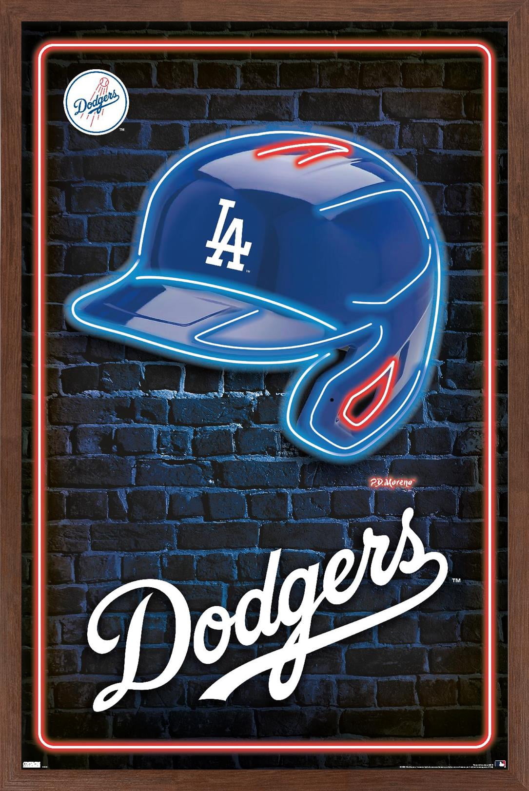 MLB Los Angeles Dodgers - Neon Helmet 23 Wall Poster, 14.725" x 22.375" Framed