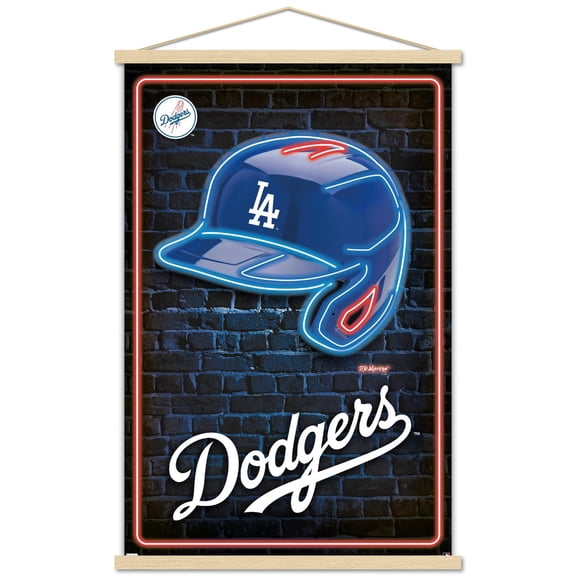 MLB Los Angeles Dodgers - Neon Helmet 23 Wall Poster with Magnetic Frame, 22.375" x 34"