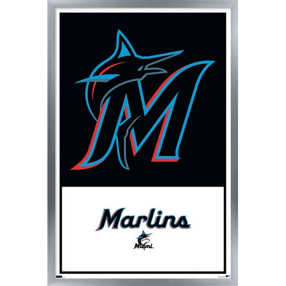 MLB Miami Marlins - Logo 22 Wall Poster, 22.375" x 34" Framed
