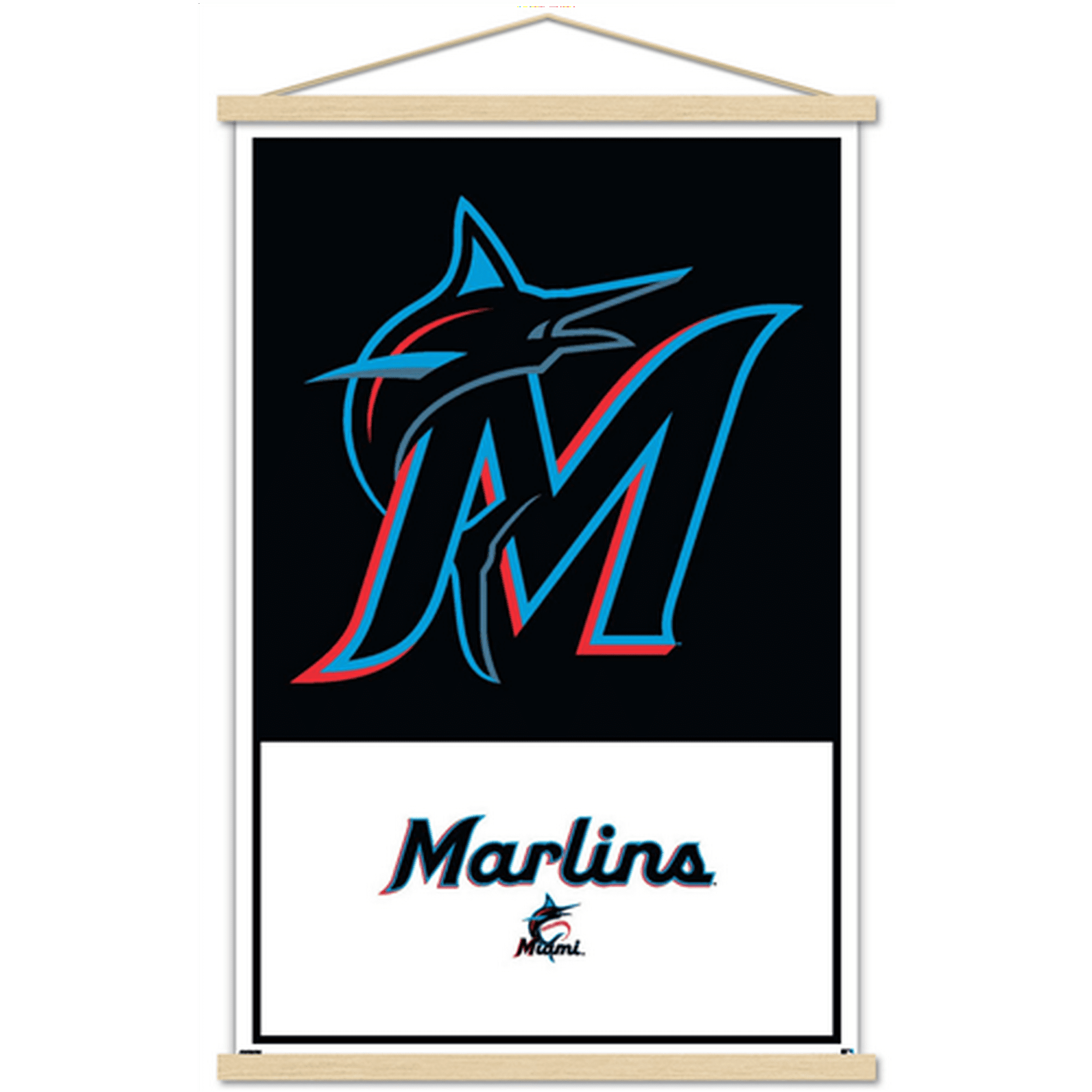 MLB Miami Marlins - Logo 22 Wall Poster with Magnetic Frame, 22.375 x 34  