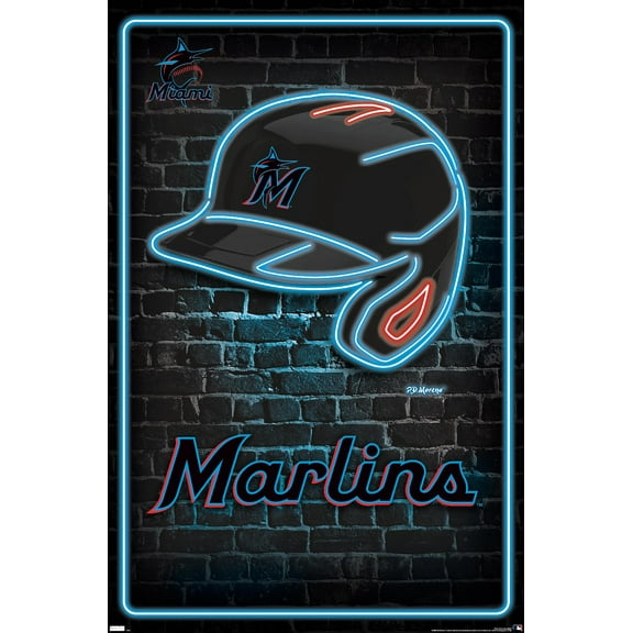 MLB Miami Marlins - Neon Helmet 23 Wall Poster, 22.375" x 34"