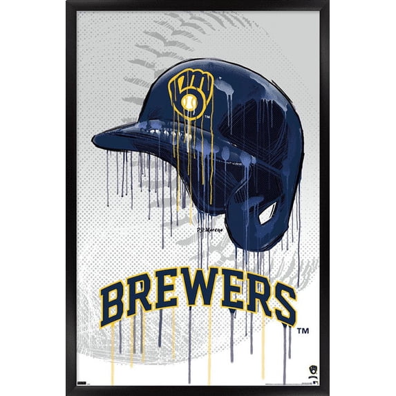 MLB Milwaukee Brewers - Drip Helmet 22 Wall Poster, 14.725" x 22.375" Framed