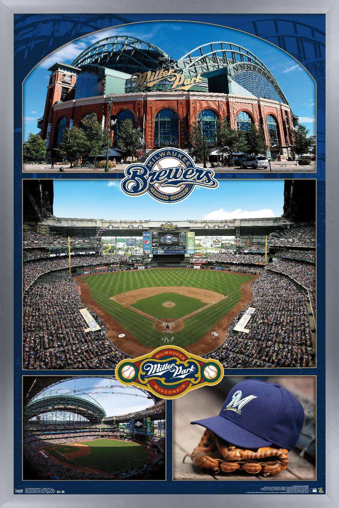 MLB Milwaukee Brewers - Retro Logo Wall Poster with Push Pins, 22.375 x  34 