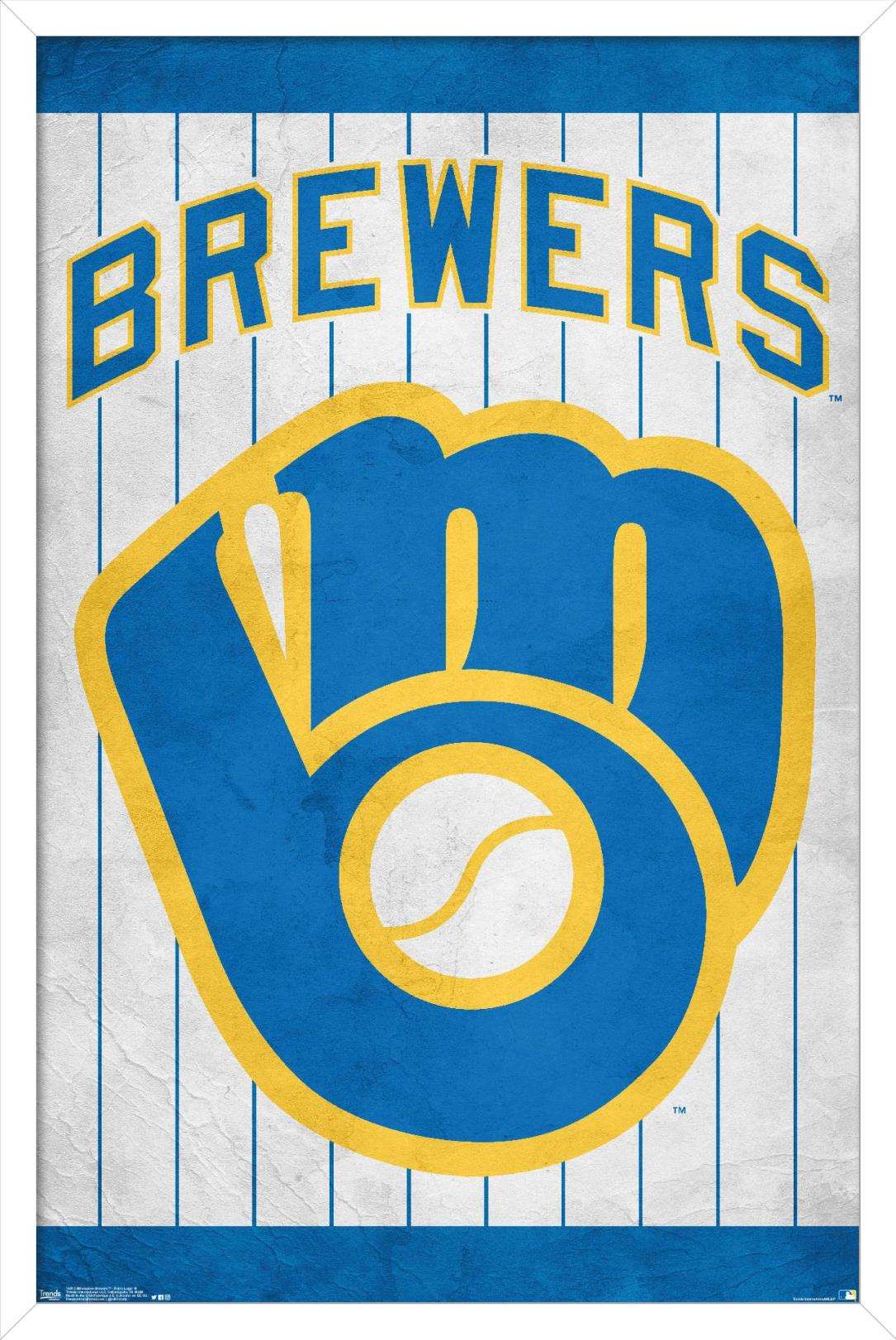 MLB Milwaukee Brewers - Retro Logo Wall Poster, 14.725" x 22.375", Framed