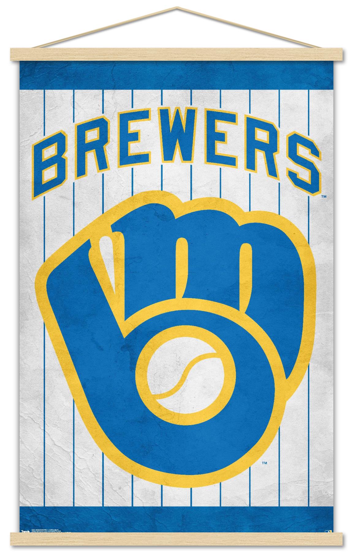 MLB Milwaukee Brewers - Retro Logo Wall Poster with Wooden Magnetic Frame, 22.375" x 34"