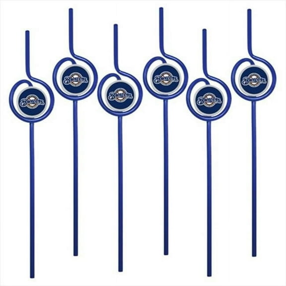 MLB Milwaukee Brewers Team Sip Straw 6-Pack