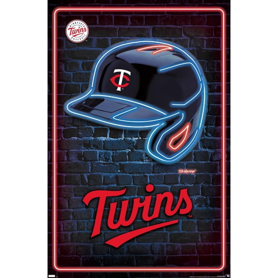 MLB Minnesota Twins - Neon Helmet 23 Wall Poster, 14.725" x 22.375"