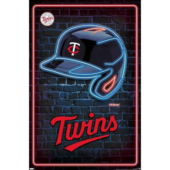 MLB Minnesota Twins - Neon Helmet 23 Wall Poster, 22.375" x 34"