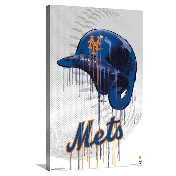 MLB New York Mets - Drip Helmet 22 Canvas Wall Poster, 22.375" x 34"