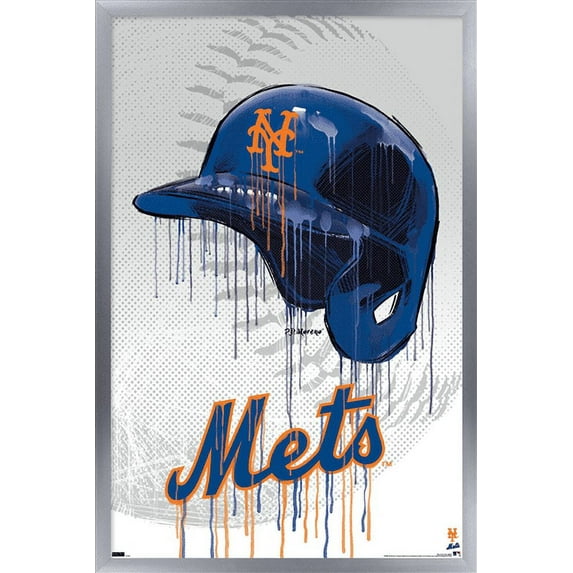 MLB New York Mets - Drip Helmet 22 Wall Poster, 22.375" x 34" Framed