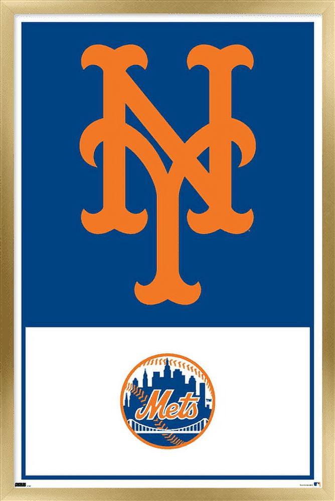 Trends International MLB New York Mets - Logo 22 Framed Wall Poster Prints  White Framed Version 14.725 x 22.375