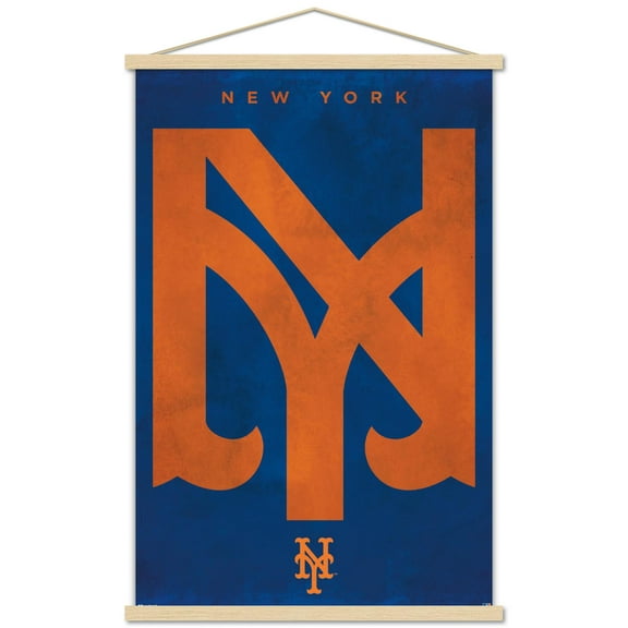 MLB New York Mets - Logo 25 Wall Poster with Magnetic Frame, 22.375" x 34"