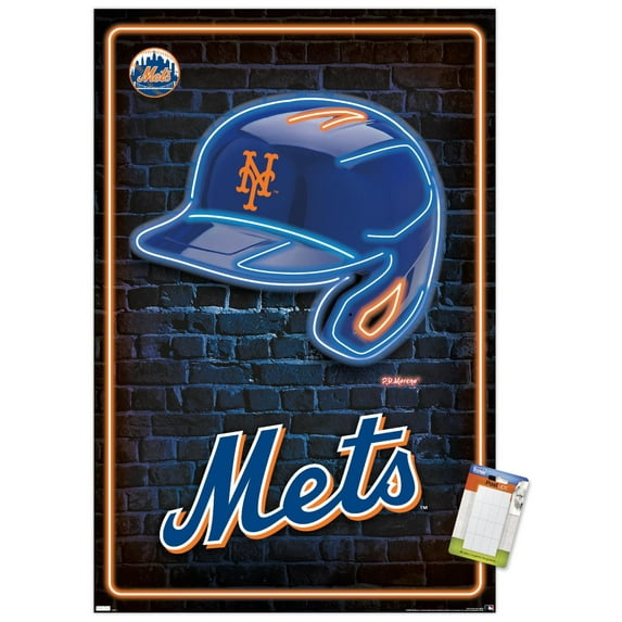 MLB New York Mets - Neon Helmet 23 Wall Poster, 22.375" x 34"