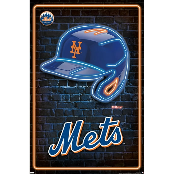 MLB New York Mets - Neon Helmet 23 Wall Poster, 22.375" x 34"