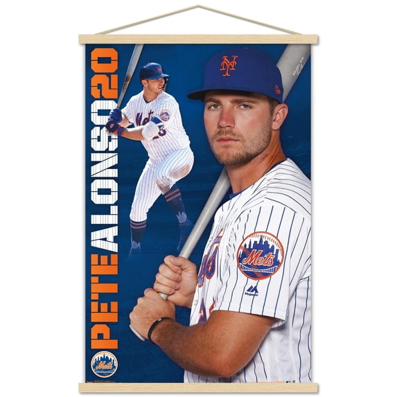 MLB New York Mets - Pete Alonso 19 Wall Poster with Wooden Magnetic Frame, 22.375" x 34"