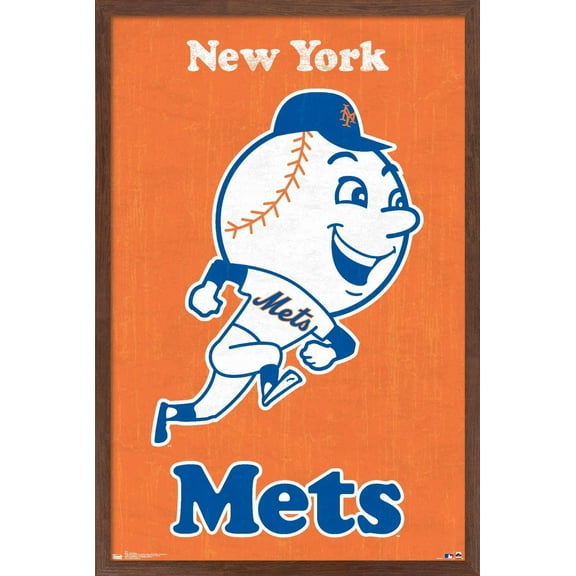 MLB New York Mets - Retro Logo 11 Wall Poster, 14.725" x 22.375", Framed