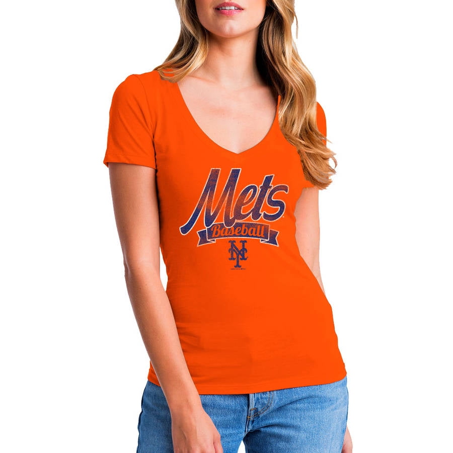 MLB New York Mets Women's Short Sleeve Team Color Graphic Tee 
