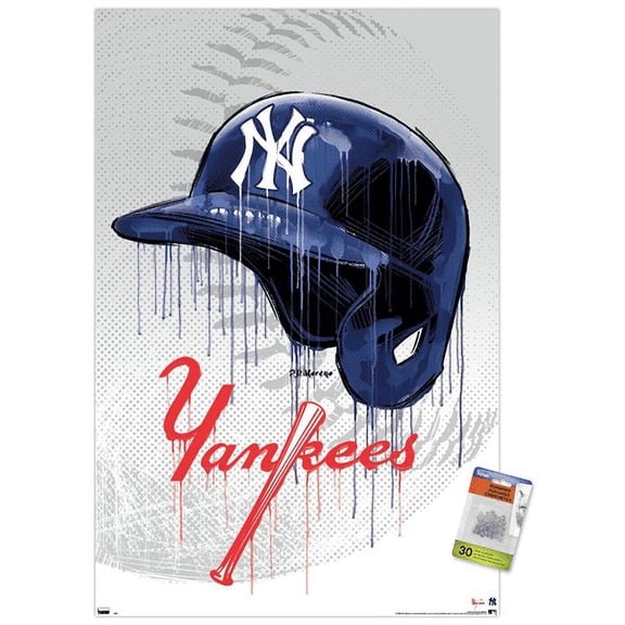 MLB New York Yankees - Drip Helmet 20 Wall Poster with Push Pins, 22.375" x 34"