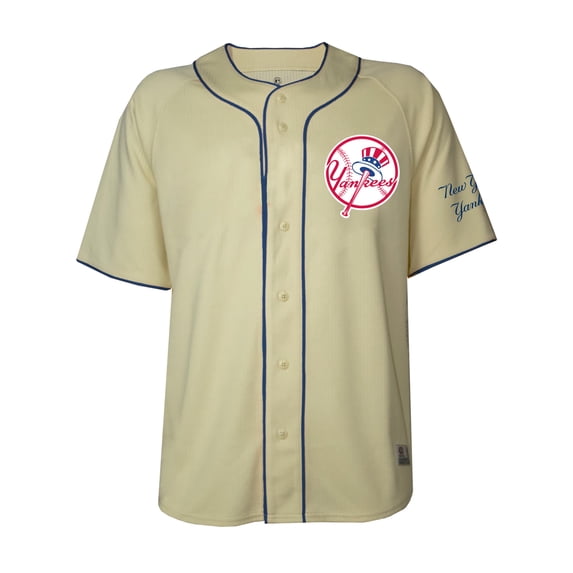 MLB New York Yankees Men's Cream Full Button Jersey
